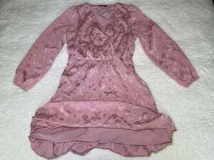 Mascomoda Maxi Dress Womens M Pink Floral Prairie Long Sleeve Church Cottage EUC